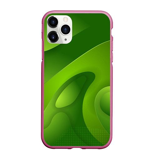 Чехол iPhone 11 Pro матовый 3d Green abstract / 3D-Малиновый – фото 1