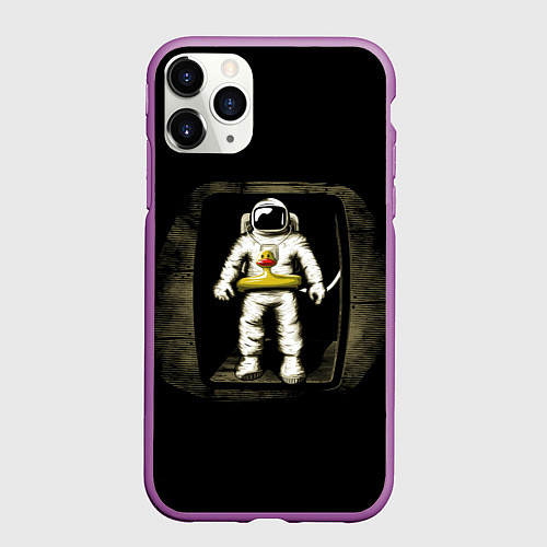 Чехол iPhone 11 Pro матовый Первая Высадка На Луну / 3D-Фиолетовый – фото 1