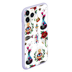 Чехол iPhone 11 Pro матовый Old school tattoo, цвет: 3D-светло-сиреневый — фото 2