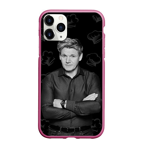 Чехол iPhone 11 Pro матовый ГОРДОН РАМЗИ Gordon Ramsay / 3D-Малиновый – фото 1