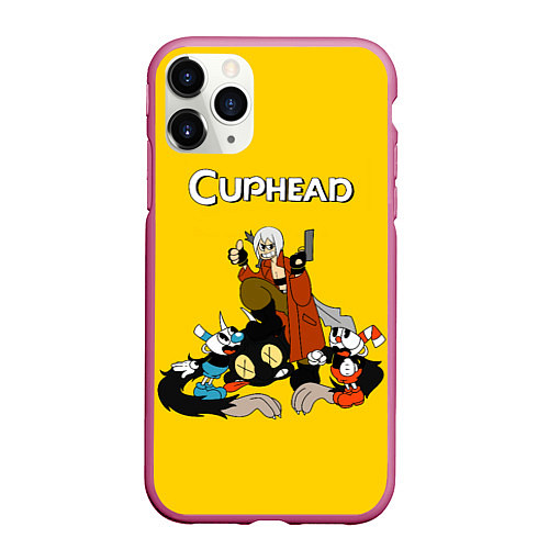 Чехол iPhone 11 Pro матовый Cuphead x DMC / 3D-Малиновый – фото 1