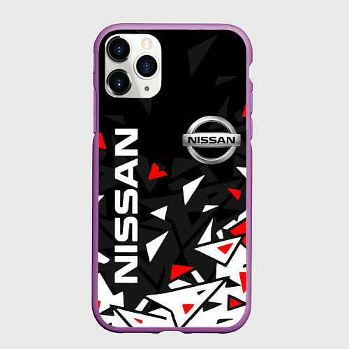 Чехол iPhone 11 Pro матовый NISSAN НИССАН ОСКОЛКИ / 3D-Фиолетовый – фото 1