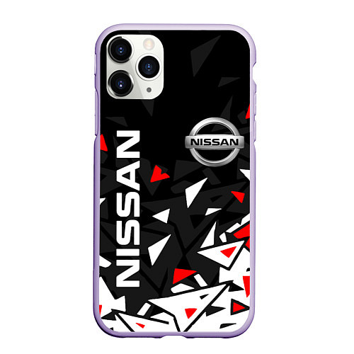 Чехол iPhone 11 Pro матовый NISSAN НИССАН ОСКОЛКИ / 3D-Светло-сиреневый – фото 1