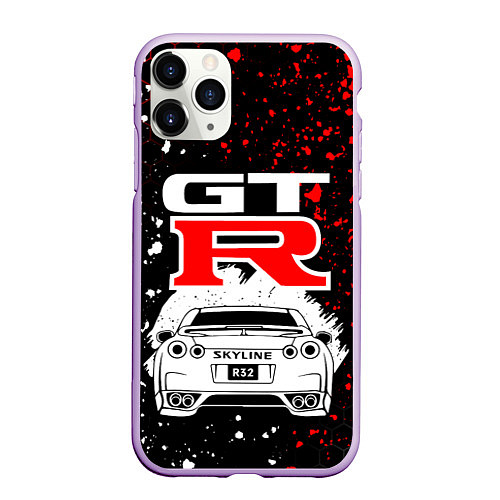 Чехол iPhone 11 Pro матовый NISSAN GT-R НИССАН GTR / 3D-Сиреневый – фото 1