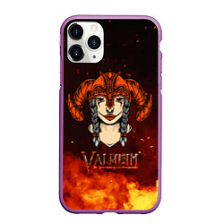 Чехол iPhone 11 Pro матовый Valheim девушка воин, цвет: 3D-фиолетовый