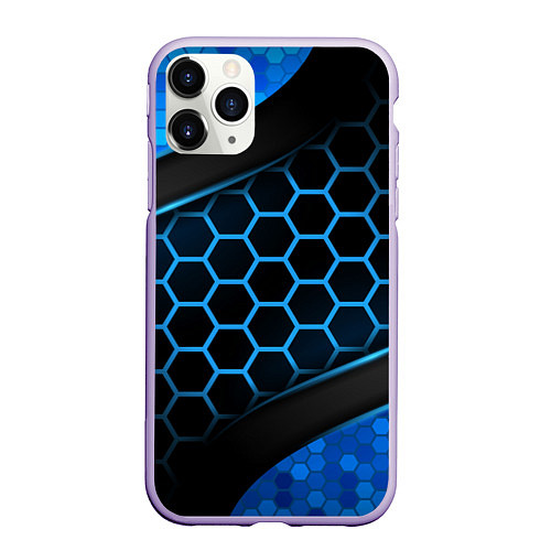 Чехол iPhone 11 Pro матовый 3D luxury blue 3Д СОТЫ и плиты / 3D-Светло-сиреневый – фото 1