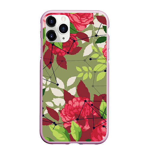 Чехол iPhone 11 Pro матовый Neuro flower / 3D-Розовый – фото 1