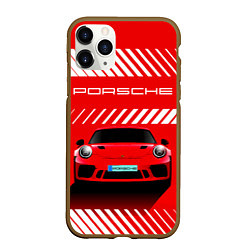 Чехол iPhone 11 Pro матовый PORSCHE ПОРШЕ RED STYLE, цвет: 3D-коричневый