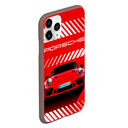 Чехол iPhone 11 Pro матовый PORSCHE ПОРШЕ RED STYLE, цвет: 3D-коричневый — фото 2