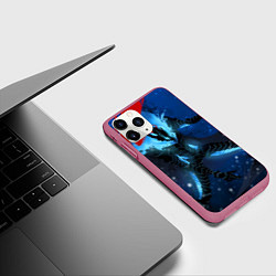 Чехол iPhone 11 Pro матовый Поднятие уровня Аниме, цвет: 3D-малиновый — фото 2