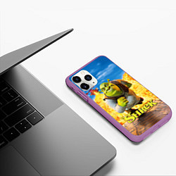 Чехол iPhone 11 Pro матовый Шрек и дракон, цвет: 3D-фиолетовый — фото 2