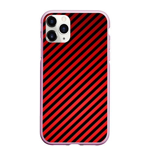 Чехол iPhone 11 Pro матовый Красные полосы / 3D-Розовый – фото 1