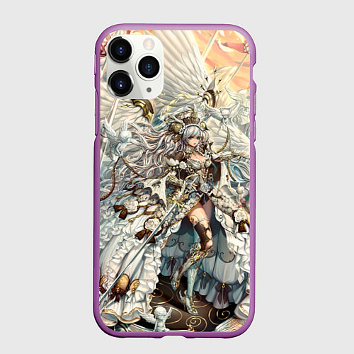 Чехол iPhone 11 Pro матовый Anime angel / 3D-Фиолетовый – фото 1