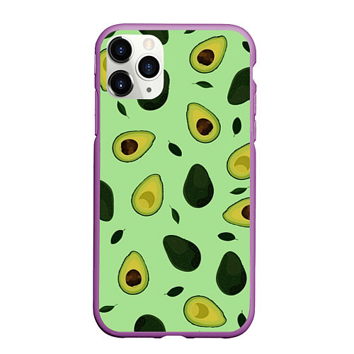 Чехол iPhone 11 Pro матовый Авокадо / 3D-Фиолетовый – фото 1