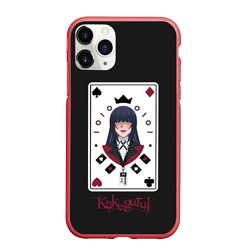 Чехол iPhone 11 Pro матовый Kakegurui Poker Face / 3D-Красный – фото 1