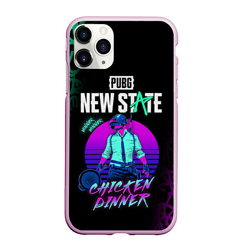 Чехол iPhone 11 Pro матовый PUBG NEW STATE ПАБГ НЕОН / 3D-Розовый – фото 1