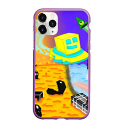 Чехол iPhone 11 Pro матовый Geometry Dash: RobTop Z, цвет: 3D-фиолетовый