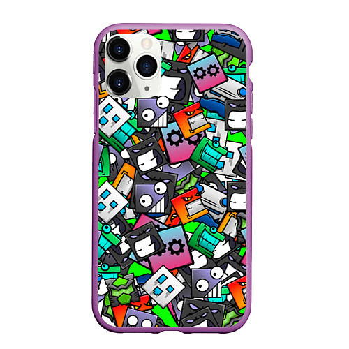 Чехол iPhone 11 Pro матовый Geometry Dash: Pattern Z / 3D-Фиолетовый – фото 1