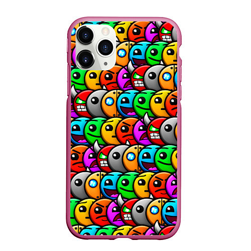 Чехол iPhone 11 Pro матовый Geometry Dash: Pattern Z / 3D-Малиновый – фото 1