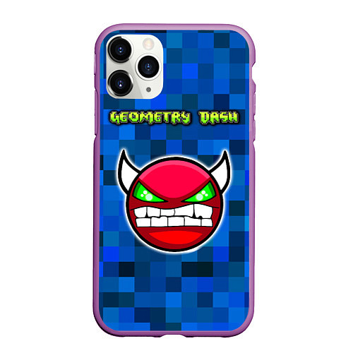 Чехол iPhone 11 Pro матовый Geometry Dash / 3D-Фиолетовый – фото 1