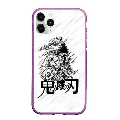 Чехол iPhone 11 Pro матовый Иноске Хашибира Kimetsu no Yaiba / 3D-Фиолетовый – фото 1