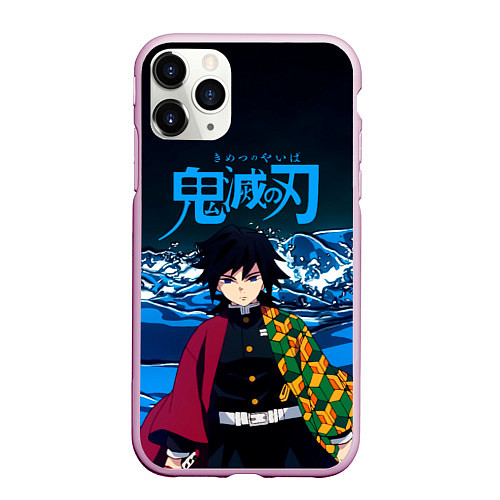 Чехол iPhone 11 Pro матовый Гию Томиока Кокушибо Kimetsu no Yaiba / 3D-Розовый – фото 1