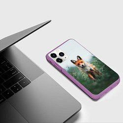Чехол iPhone 11 Pro матовый Лисица в зелени, цвет: 3D-фиолетовый — фото 2