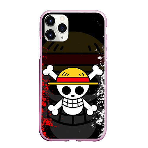 Чехол iPhone 11 Pro матовый ONE PIECE ВАН ПИС ЧЕРЕП / 3D-Розовый – фото 1