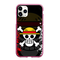 Чехол iPhone 11 Pro матовый ONE PIECE ВАН ПИС ЧЕРЕП, цвет: 3D-малиновый