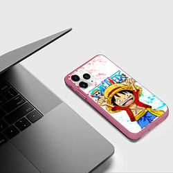 Чехол iPhone 11 Pro матовый ONE PIECE ВАН ПИС GLITCH, цвет: 3D-малиновый — фото 2