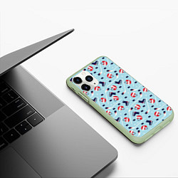 Чехол iPhone 11 Pro матовый Hockey Pattern, цвет: 3D-салатовый — фото 2