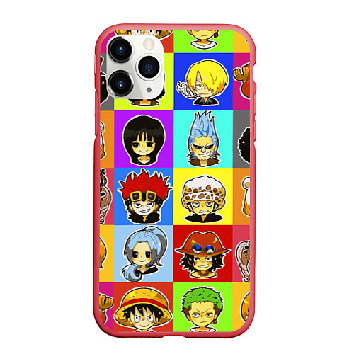 Чехол iPhone 11 Pro матовый ONE PIECE ВАН ПИС УЗОР / 3D-Красный – фото 1