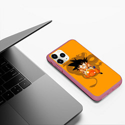 Чехол iPhone 11 Pro матовый Kid Goku, цвет: 3D-малиновый — фото 2