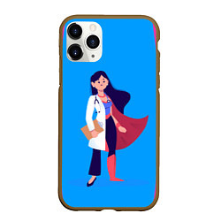 Чехол iPhone 11 Pro матовый Медсестра Super Nurse Z, цвет: 3D-коричневый