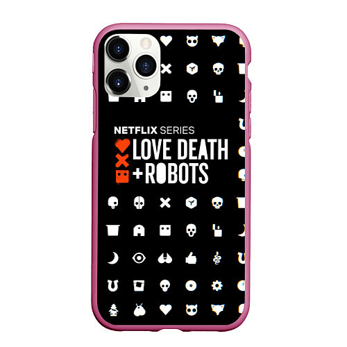 Чехол iPhone 11 Pro матовый LOVE DEATH ROBOTS $$$ / 3D-Малиновый – фото 1