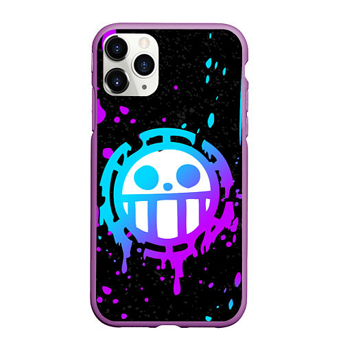Чехол iPhone 11 Pro матовый ONE PIECE ВАН ПИС НЕОН / 3D-Фиолетовый – фото 1