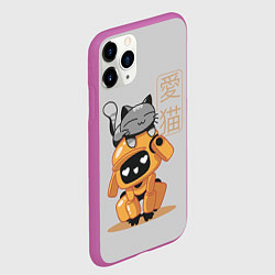 Чехол iPhone 11 Pro матовый Cat and Robot ЛСР, цвет: 3D-фиолетовый — фото 2