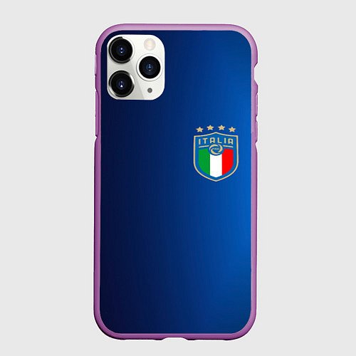 Чехол iPhone 11 Pro матовый Сборная Италии / 3D-Фиолетовый – фото 1
