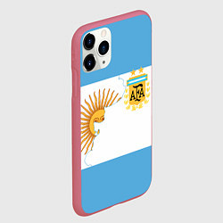 Чехол iPhone 11 Pro матовый Сборная Аргентины, цвет: 3D-малиновый — фото 2