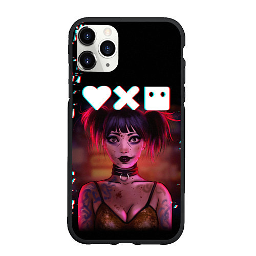 Чехол iPhone 11 Pro матовый Love, Death and Robots Lora Glitch Z / 3D-Черный – фото 1