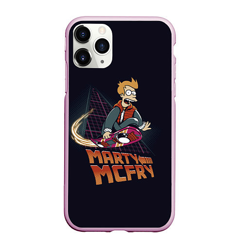 Чехол iPhone 11 Pro матовый Back to Futurama / 3D-Розовый – фото 1