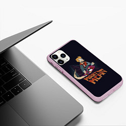 Чехол iPhone 11 Pro матовый Back to Futurama, цвет: 3D-розовый — фото 2