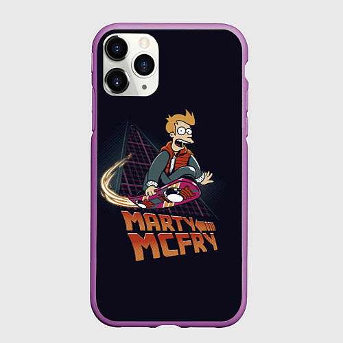 Чехол iPhone 11 Pro матовый Back to Futurama / 3D-Фиолетовый – фото 1