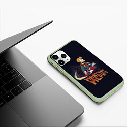 Чехол iPhone 11 Pro матовый Back to Futurama, цвет: 3D-салатовый — фото 2