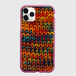 Чехол iPhone 11 Pro матовый Радужная вязка, цвет: 3D-малиновый