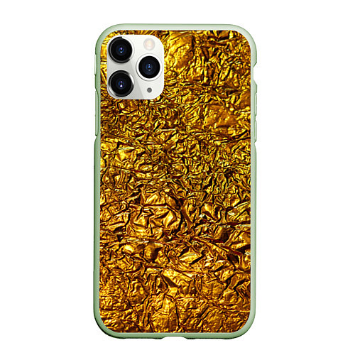 Чехол iPhone 11 Pro матовый Сусальное золото / 3D-Салатовый – фото 1