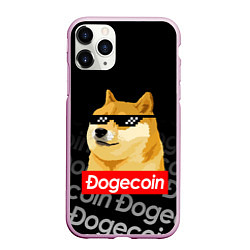 Чехол iPhone 11 Pro матовый DOGECOIN DOGE ДОГИКОИН, цвет: 3D-розовый