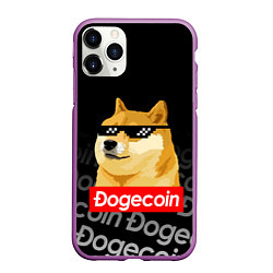 Чехол iPhone 11 Pro матовый DOGECOIN DOGE ДОГИКОИН, цвет: 3D-фиолетовый