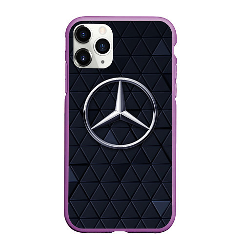 Чехол iPhone 11 Pro матовый MERCEDES BENZ 3D Geometry 3Д / 3D-Фиолетовый – фото 1