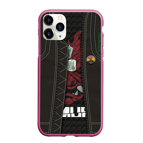 Чехол iPhone 11 Pro матовый Куртка Cyberpunk 2077 / 3D-Малиновый – фото 1